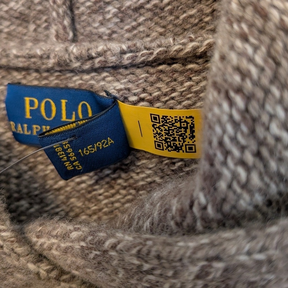 Polo Ralph Lauren Womens Polo Bear Brown Wool Cashmere Hooded Sweater Sz Med NWT - Picture 5 of 10